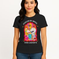 Skeleton Fueled By Spite And Caffeine Womens T-Shirt