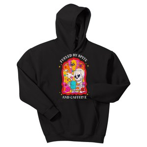 Skeleton Fueled By Spite And Caffeine Kids Hoodie