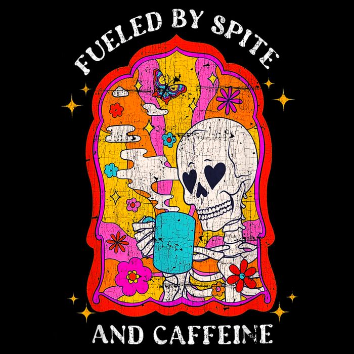 Skeleton Fueled By Spite And Caffeine Short Acrylic Beanie