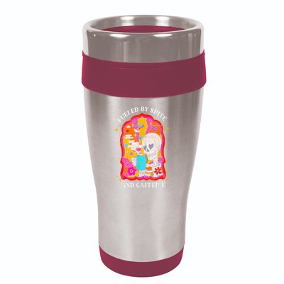 Skeleton Fueled By Spite And Caffeine 16oz Travel Tumbler