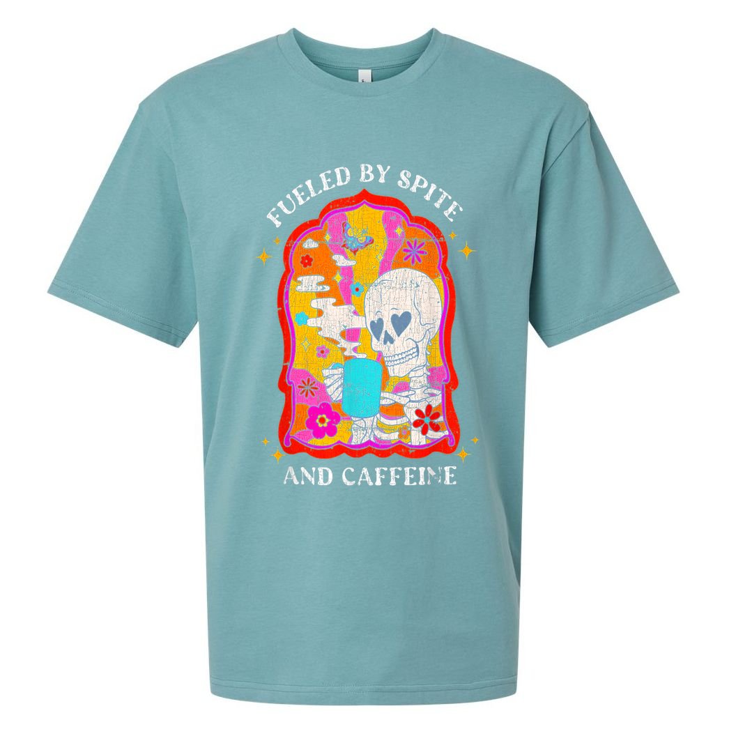 Skeleton Fueled By Spite And Caffeine Sueded Cloud Jersey T-Shirt