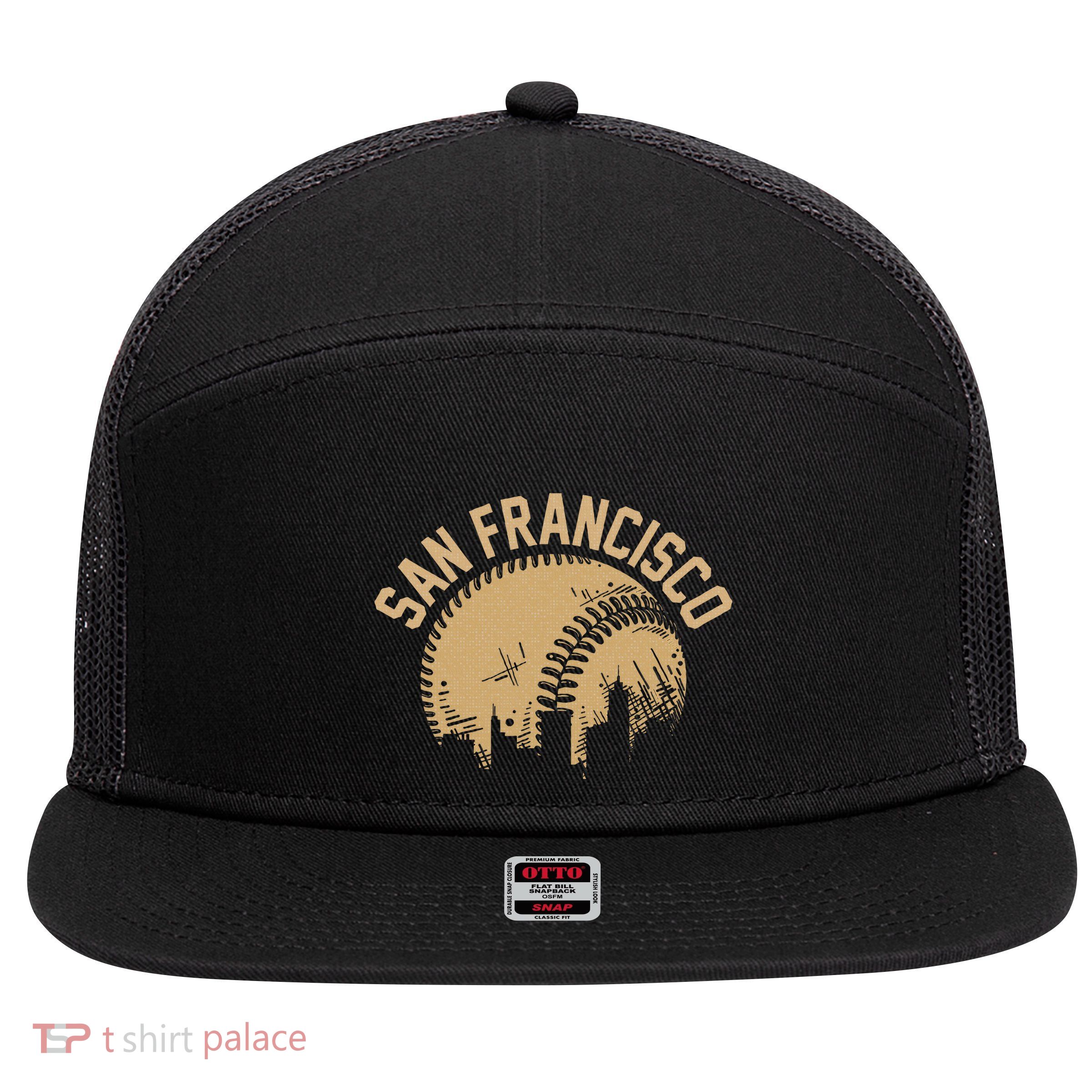 San Francisco Baseball Skyline California Player Coach Fan 7 Panel Mesh Trucker Snapback Hat