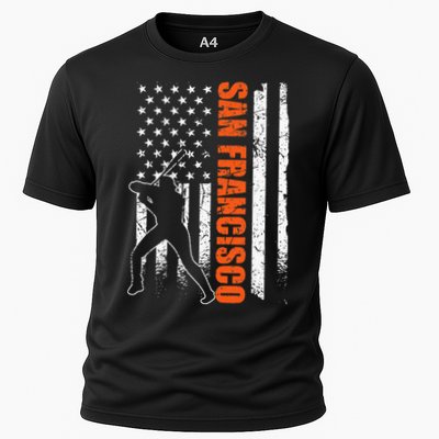 San Francisco Baseball Flag USA Vintage Patriotic Baseball Cooling Performance Crew T-Shirt