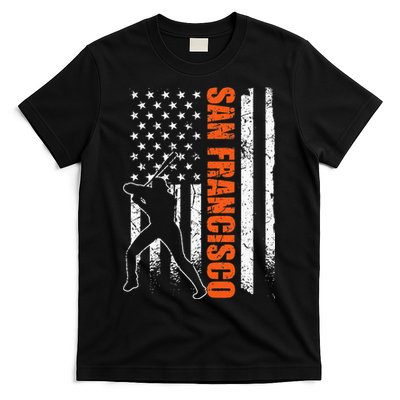San Francisco Baseball Flag USA Vintage Patriotic Baseball T-Shirt