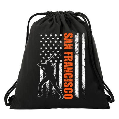 San Francisco Baseball Flag USA Vintage Patriotic Baseball Drawstring Bag