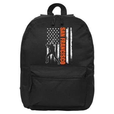 San Francisco Baseball Flag USA Vintage Patriotic Baseball 16 in Basic Backpack