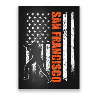San Francisco Baseball Flag USA Vintage Patriotic Baseball Poster