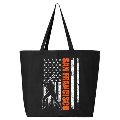 San Francisco Baseball Flag USA Vintage Patriotic Baseball 25L Jumbo Tote