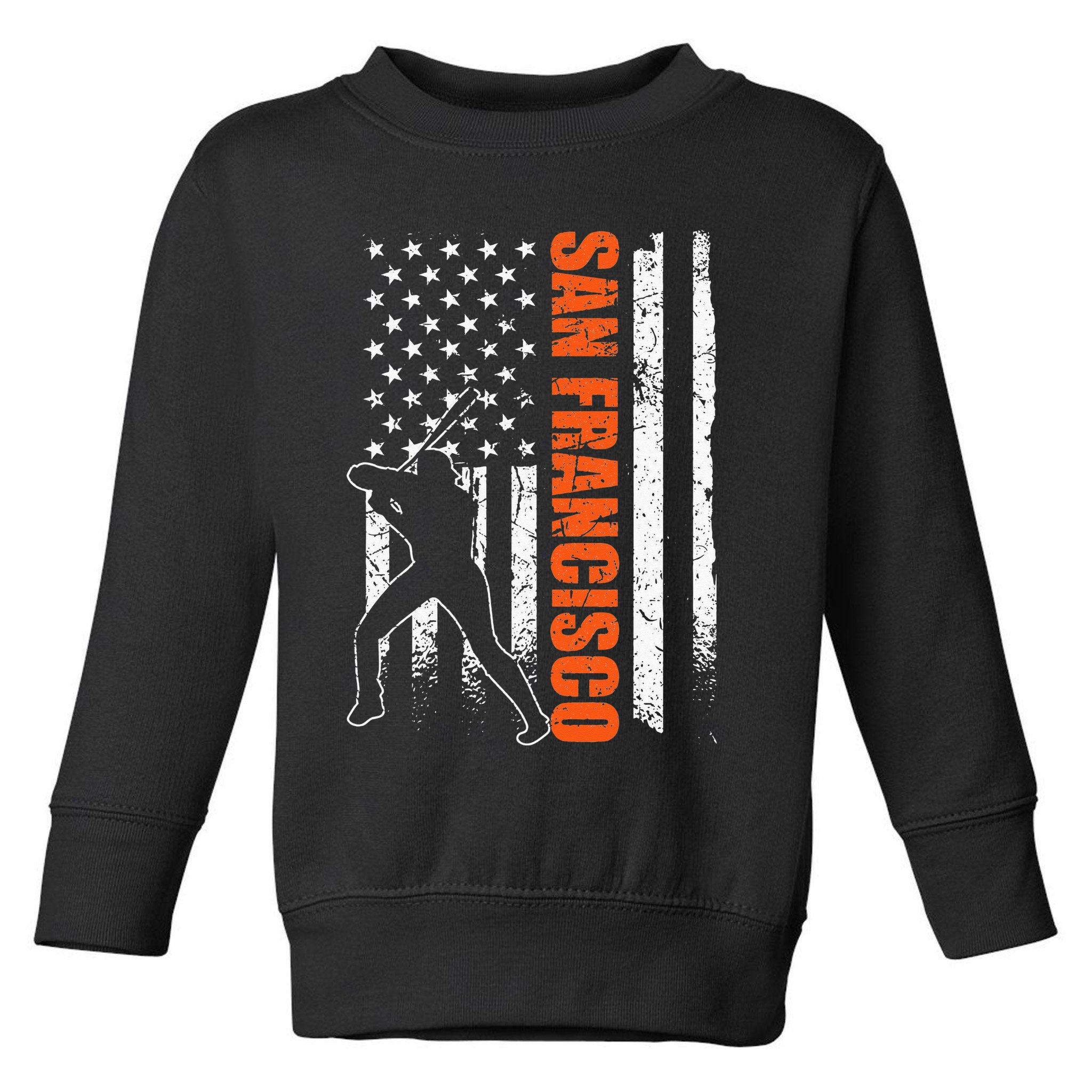 San Francisco Baseball Flag USA Vintage Patriotic Baseball Toddler Sweatshirt
