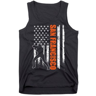 San Francisco Baseball Flag USA Vintage Patriotic Baseball Tank Top