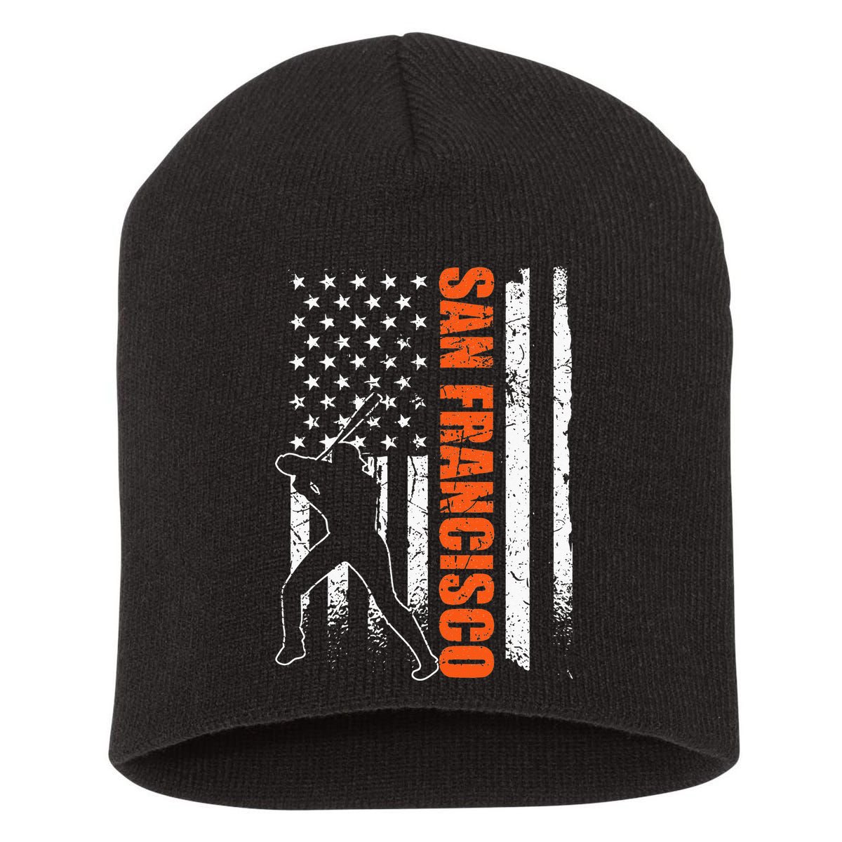 San Francisco Baseball Flag USA Vintage Patriotic Baseball Short Acrylic Beanie
