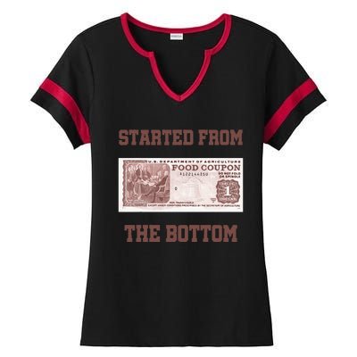 Started From Bottom Food Stamp Coupon Apparel Ladies Halftime Notch Neck Tee