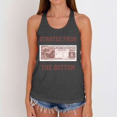 Started From Bottom Food Stamp Coupon Apparel Women's Knotted Racerback Tank