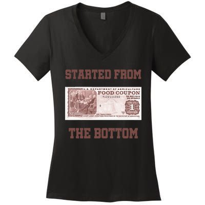 Started From Bottom Food Stamp Coupon Apparel Women's V-Neck T-Shirt