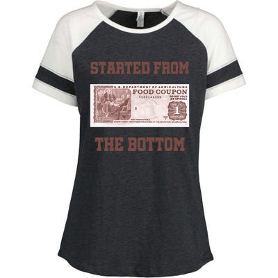 Started From Bottom Food Stamp Coupon Apparel Enza Ladies Jersey Colorblock Tee