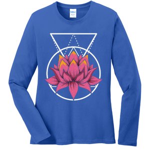 Spiritual Flower Blossom Yoga Fractal Geometry Lotus Gift Ladies Long Sleeve Shirt