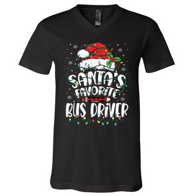 Santa Favorite Bus Driver Christmas Bus Driver V-Neck T-Shirt