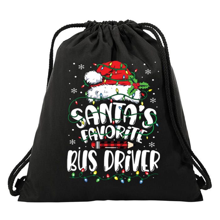 Santa Favorite Bus Driver Christmas Bus Driver Drawstring Bag