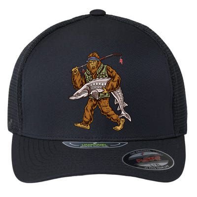 Sturgeon Fishing Bigfoot Fisher Gift Flexfit Unipanel Trucker Cap