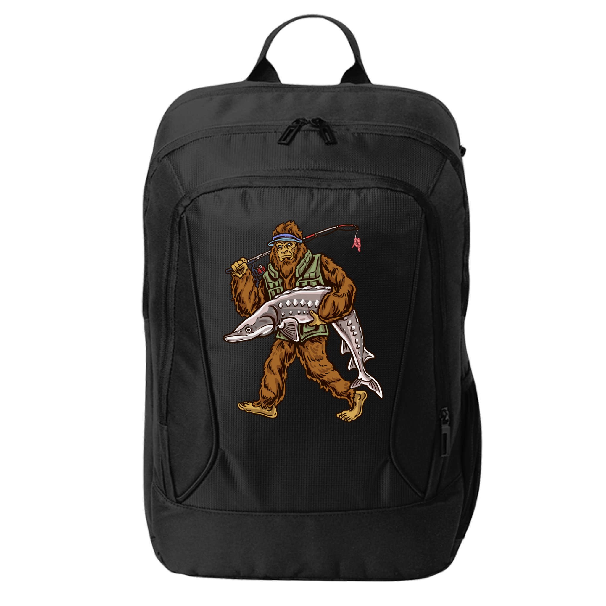 Sturgeon Fishing Bigfoot Fisher Gift City Backpack