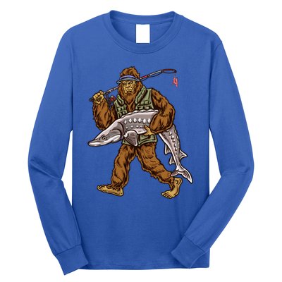 Sturgeon Fishing Bigfoot Fisher Gift Long Sleeve Shirt
