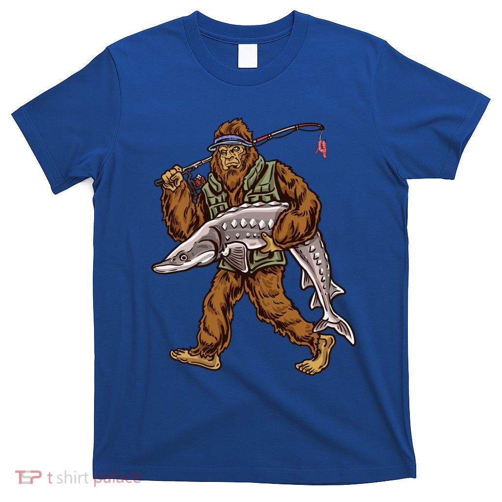 Sturgeon Fishing Bigfoot Fisher Gift T-Shirt