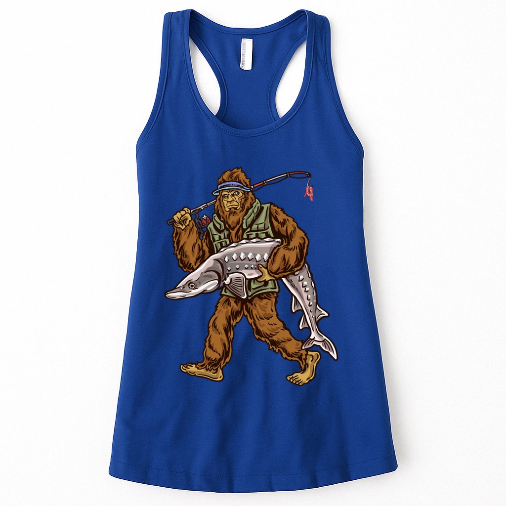 Sturgeon Fishing Bigfoot Fisher Gift Womens Tank Top