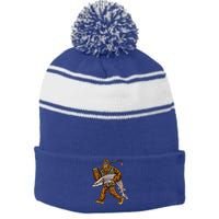 Sturgeon Fishing Bigfoot Fisher Gift Stripe Pom Pom Beanie