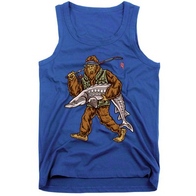 Sturgeon Fishing Bigfoot Fisher Gift Tank Top