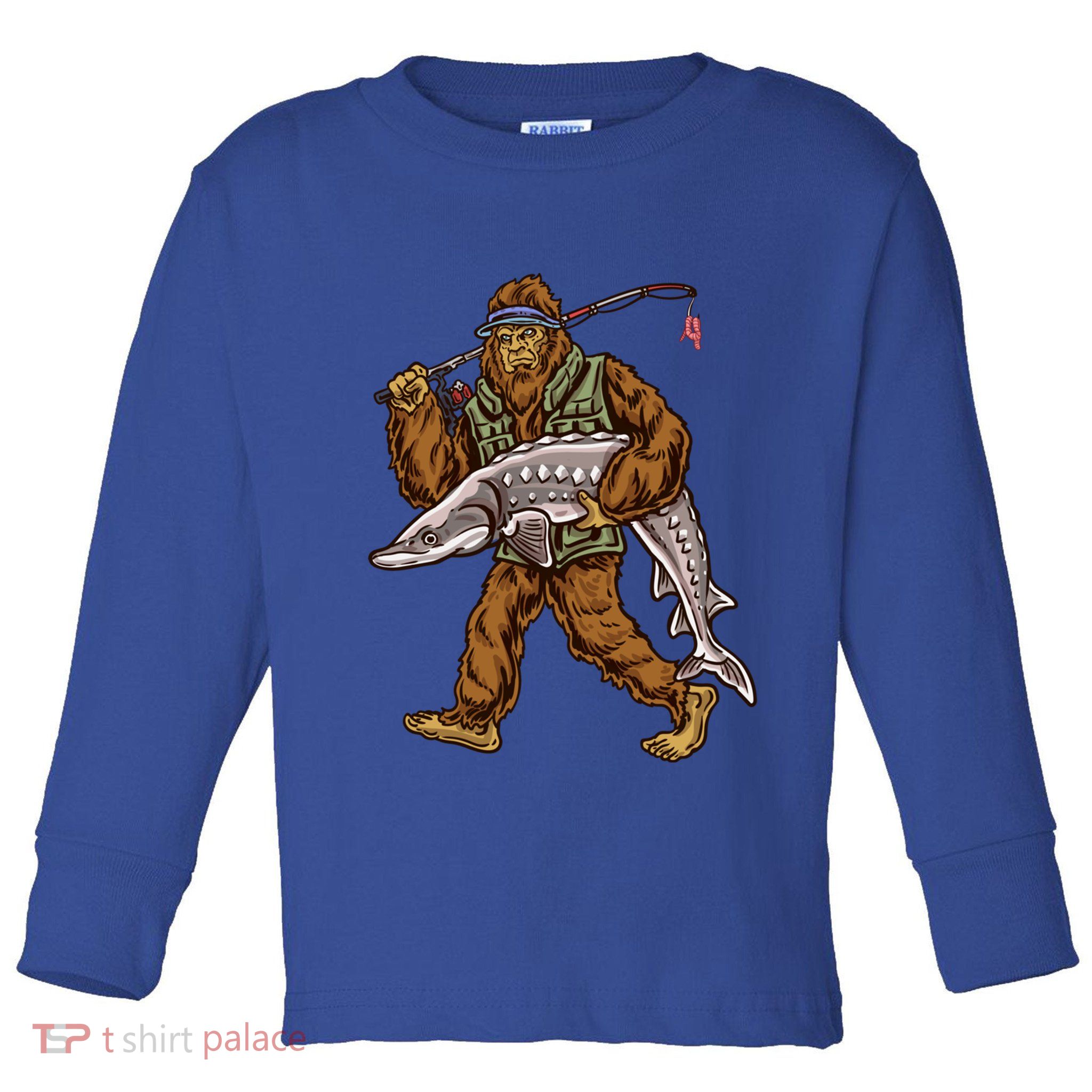 Sturgeon Fishing Bigfoot Fisher Gift Toddler Long Sleeve Shirt