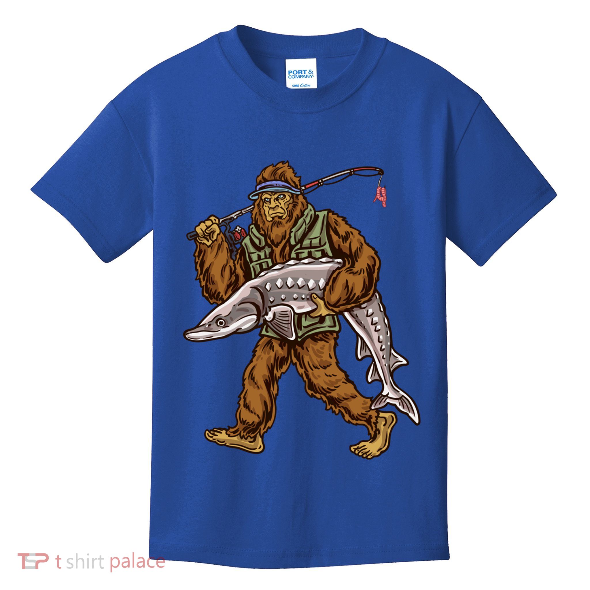 Sturgeon Fishing Bigfoot Fisher Gift Kids T-Shirt