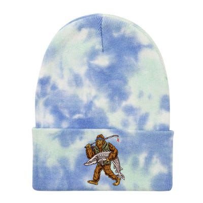 Sturgeon Fishing Bigfoot Fisher Gift Tie Dye 12in Knit Beanie