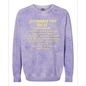 September Facts Birthday Funny Gift Born In September Virgo Gift Colorblast Crewneck Sweatshirt