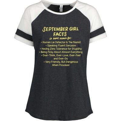 September Facts Birthday Funny Gift Born In September Virgo Gift Enza Ladies Jersey Colorblock Tee