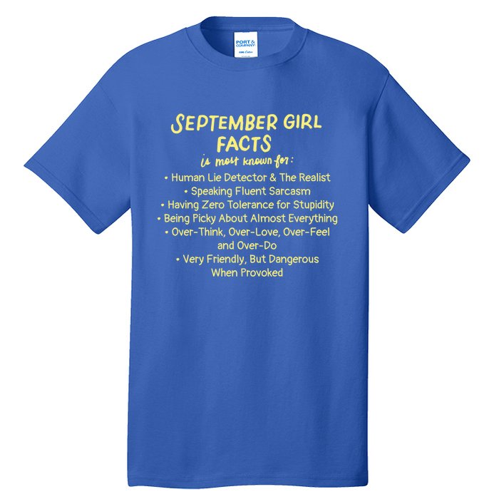 September Facts Birthday Funny Gift Born In September Virgo Gift Tall T-Shirt