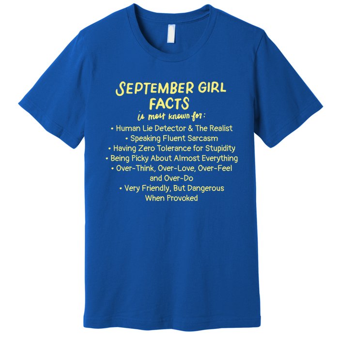 September Facts Birthday Funny Gift Born In September Virgo Gift Premium T-Shirt