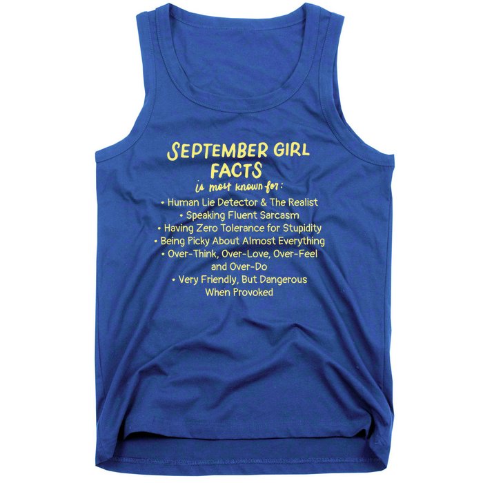 September Facts Birthday Funny Gift Born In September Virgo Gift Tank Top