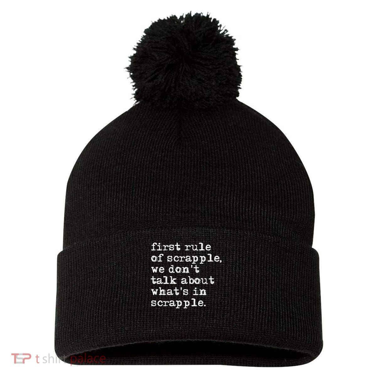 Scrapple , Funny Breakfast Meat Scrapple Pom Pom 12in Knit Beanie