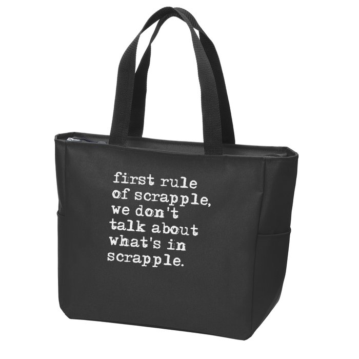 Scrapple , Funny Breakfast Meat Scrapple Zip Tote Bag