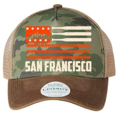 San Francisco Baseball Flag Patriotic Vintage Legacy Tie Dye Trucker Hat