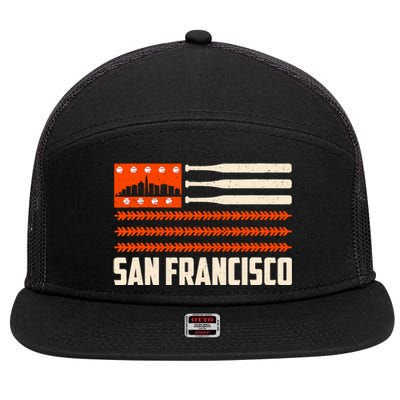 San Francisco Baseball Flag Patriotic Vintage 7 Panel Mesh Trucker Snapback Hat