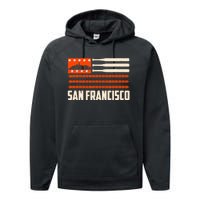 San Francisco Baseball Flag Patriotic Vintage Performance Fleece Hoodie