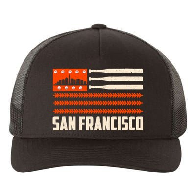 San Francisco Baseball Flag Patriotic Vintage Yupoong Adult 5-Panel Trucker Hat