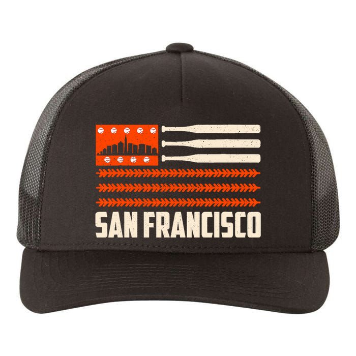 San Francisco Baseball Flag Patriotic Vintage Yupoong Adult 5-Panel Trucker Hat