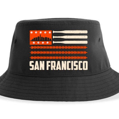 San Francisco Baseball Flag Patriotic Vintage Sustainable Bucket Hat