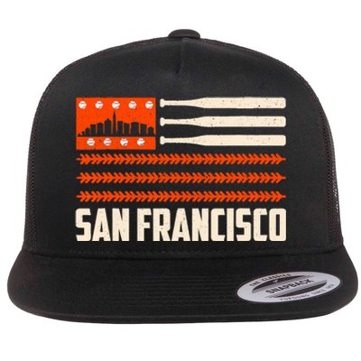 San Francisco Baseball Flag Patriotic Vintage Flat Bill Trucker Hat