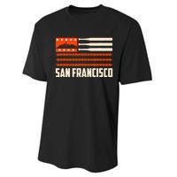 San Francisco Baseball Flag Patriotic Vintage Performance Sprint T-Shirt