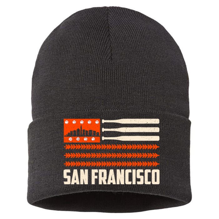 San Francisco Baseball Flag Patriotic Vintage Sustainable Knit Beanie