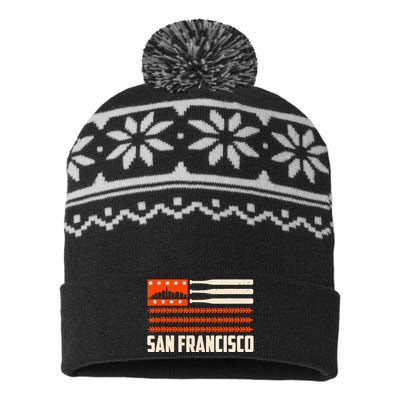 San Francisco Baseball Flag Patriotic Vintage USA-Made Snowflake Beanie