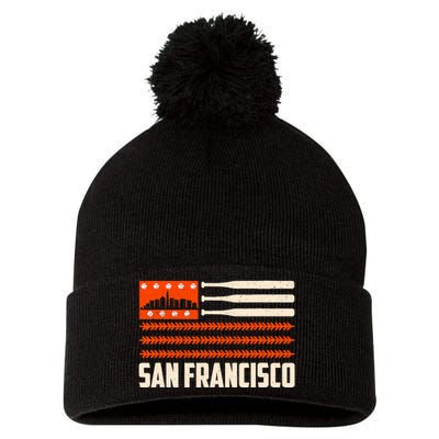 San Francisco Baseball Flag Patriotic Vintage Pom Pom 12in Knit Beanie